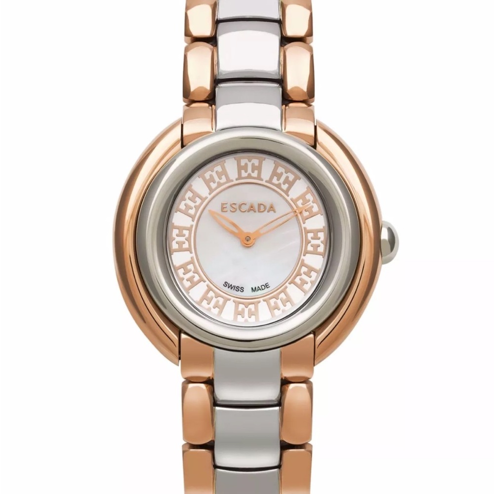 Escada Women's Swiss Ivory Two-Tone Stainless Steel Bracelet Watch 36mm NEW